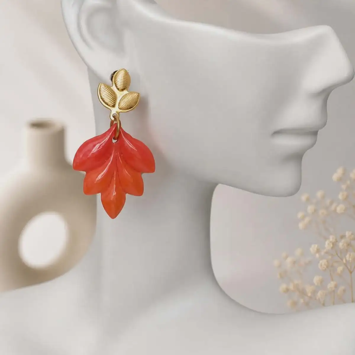 Boucles d'oreilles feuille d'automne