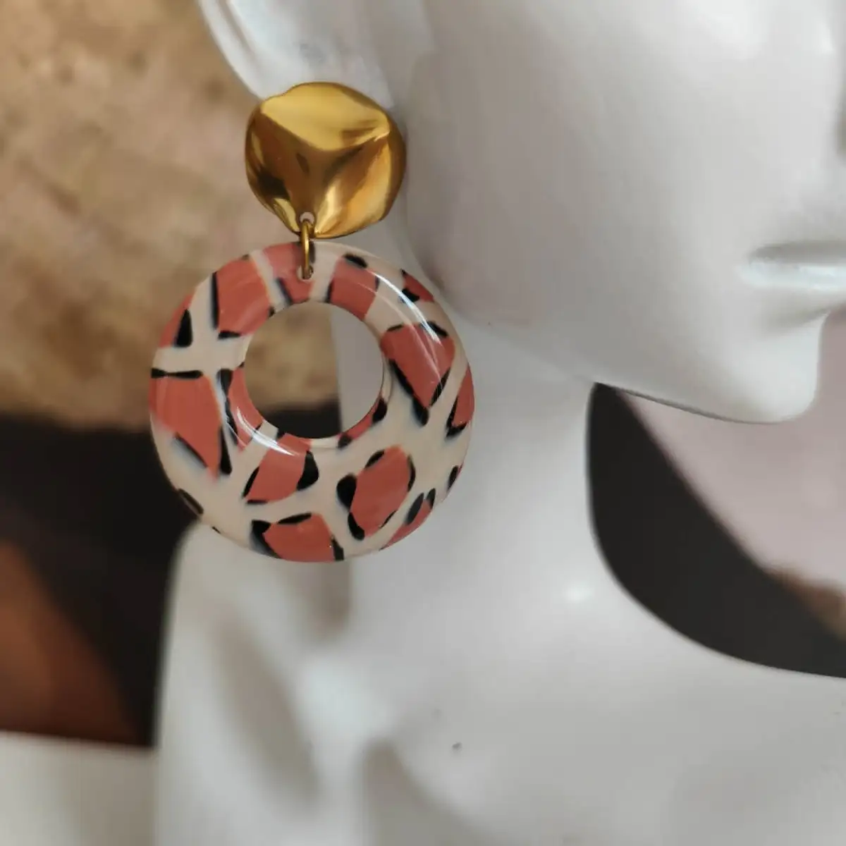 Boucles d'oreilles effet léopard