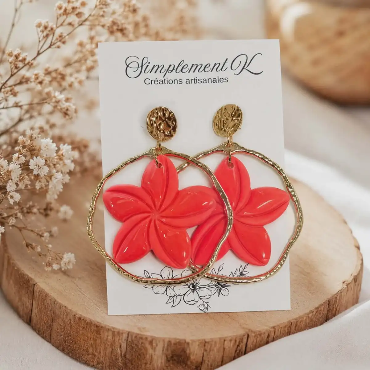 Boucles d'oreilles fleur de tiaré