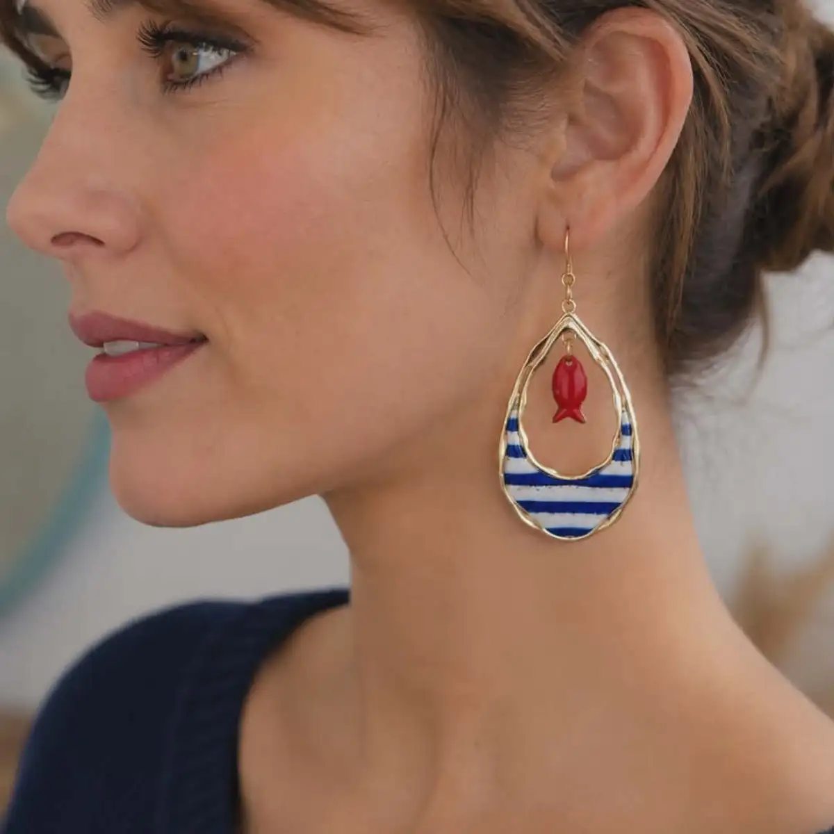 Boucles d'oreilles pendantes marinière