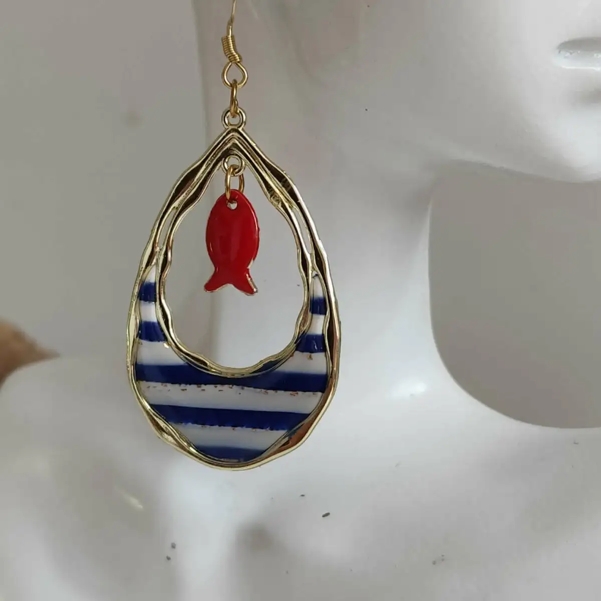 Boucles d'oreilles pendantes marinière