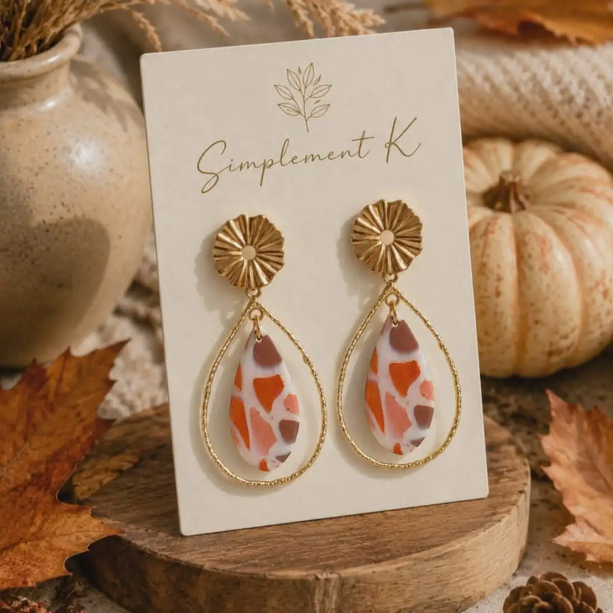 Boucles d'oreilles élégante couleur d'automne