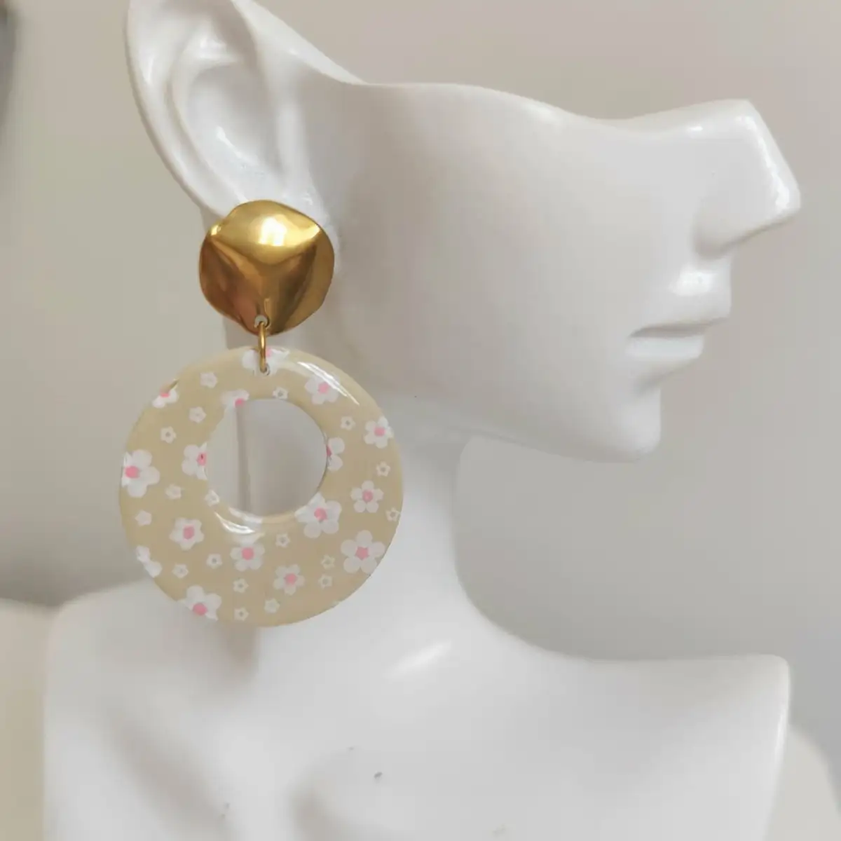 Boucles d'oreilles imprimé fleurs