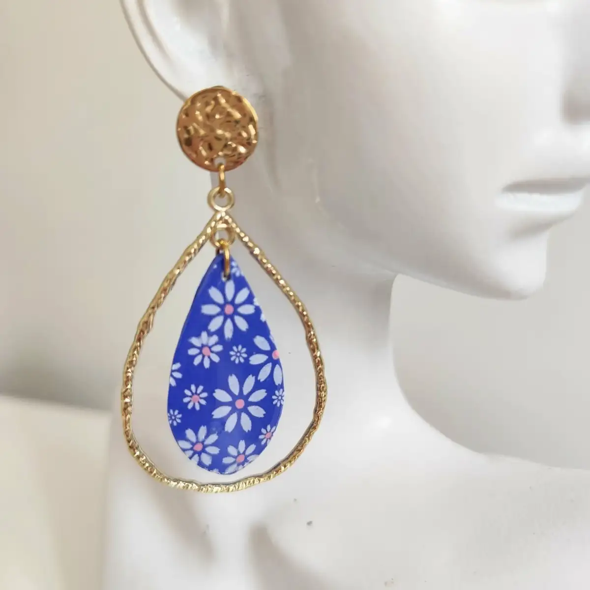 Boucles d'oreilles imprimé fleurs