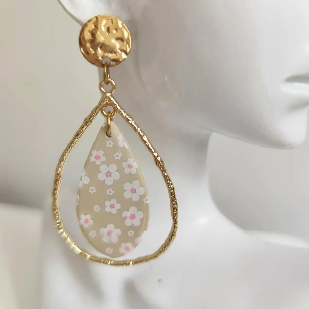 Boucles d'oreilles imprimé fleurs