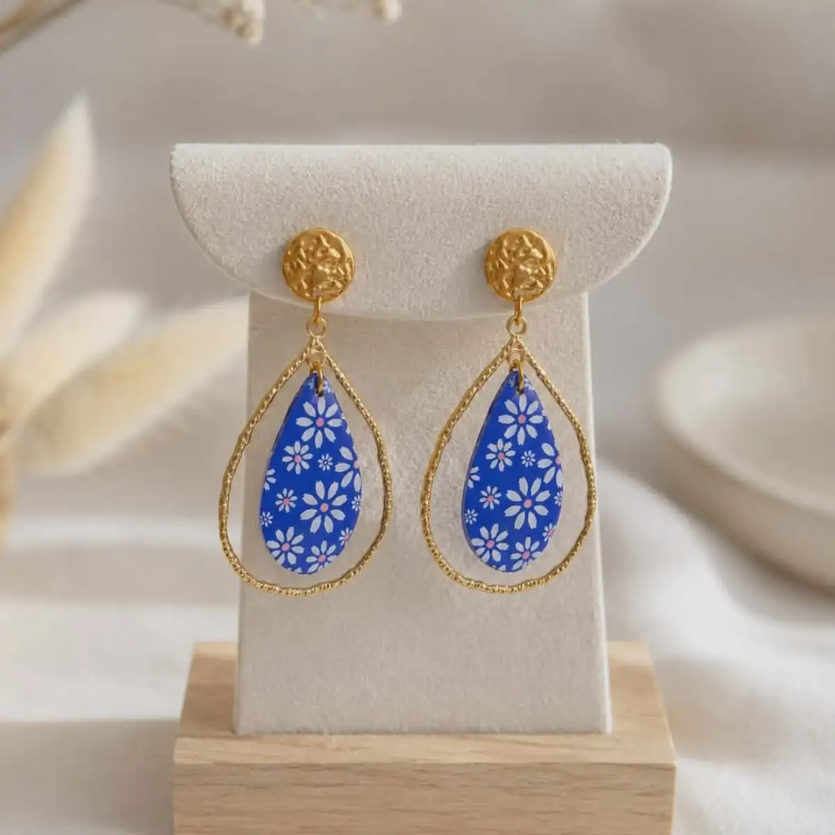 Boucles d'oreilles imprimé fleurs
