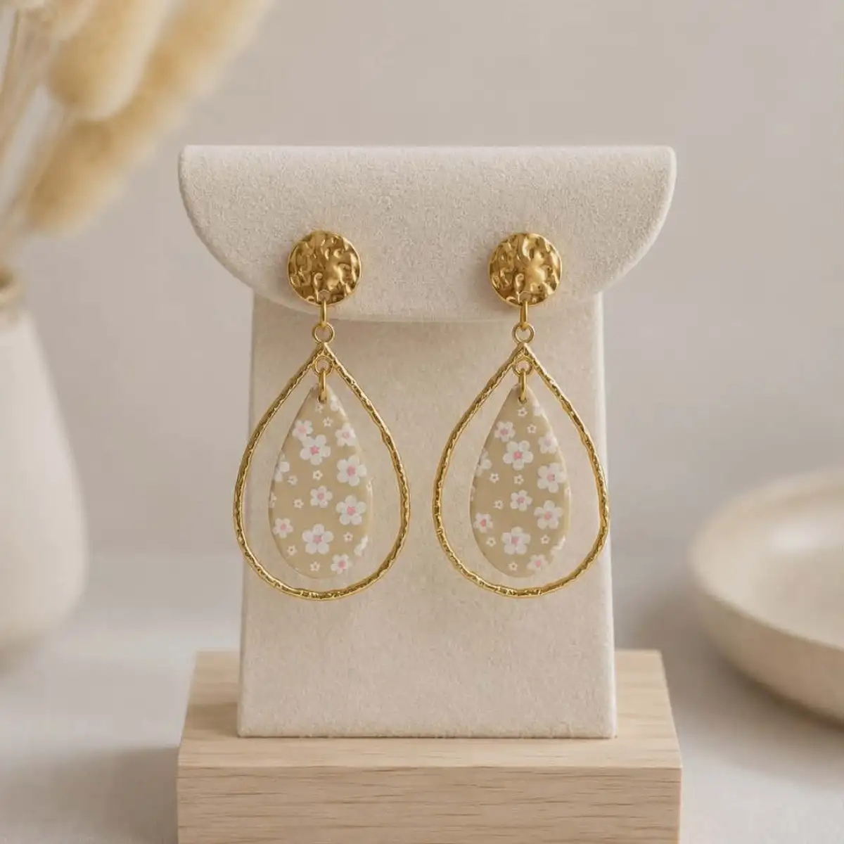 Boucles d'oreilles imprimé fleurs