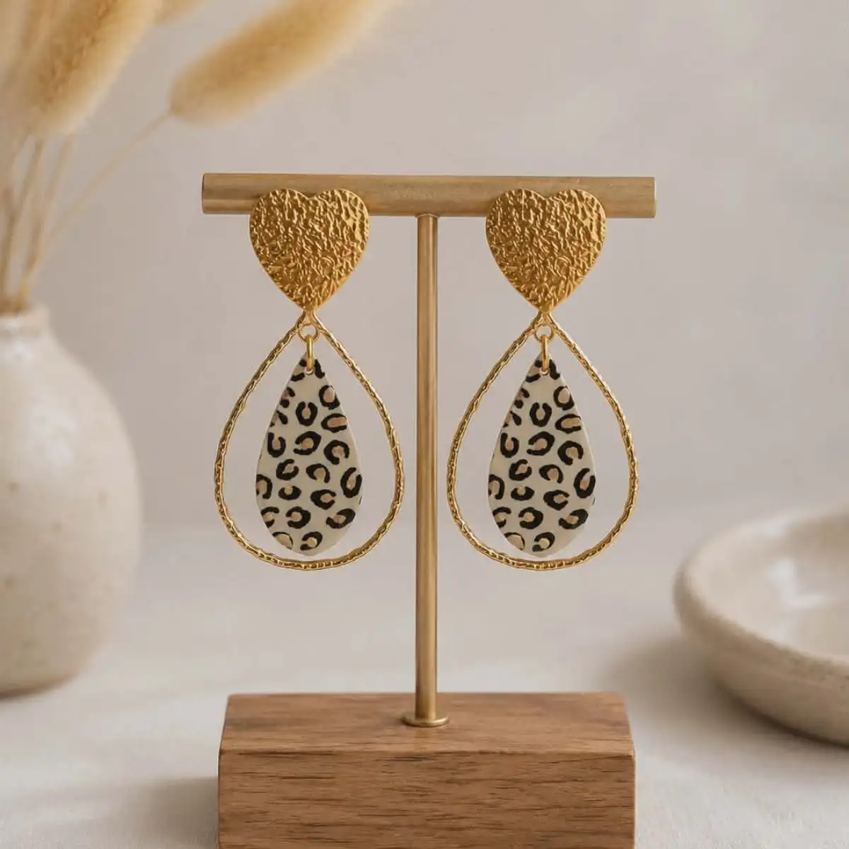 Boucles d'oreilles imprimé léopard