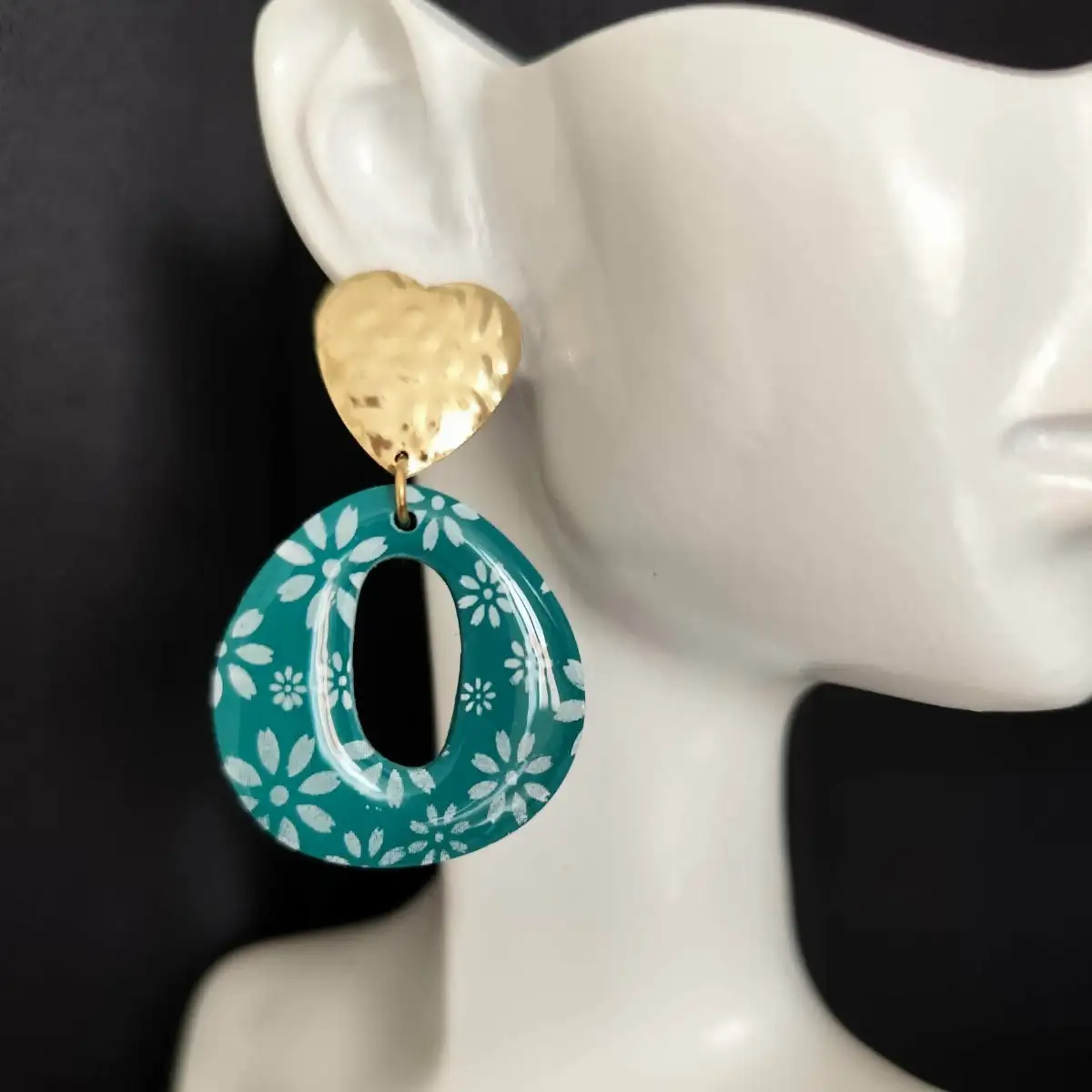 Boucles d'oreilles imprimé fleurs