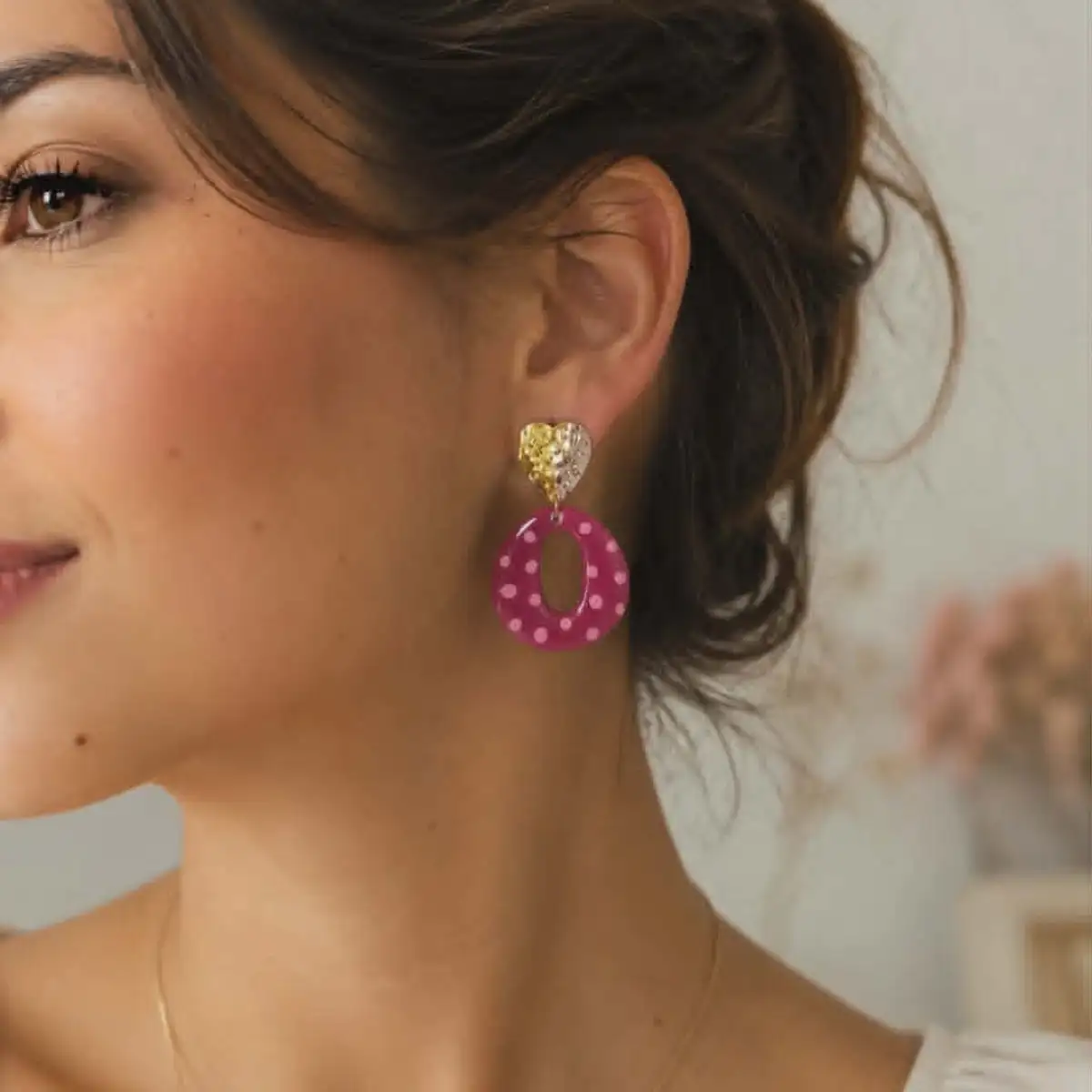 Boucles d'oreilles imprimé pois