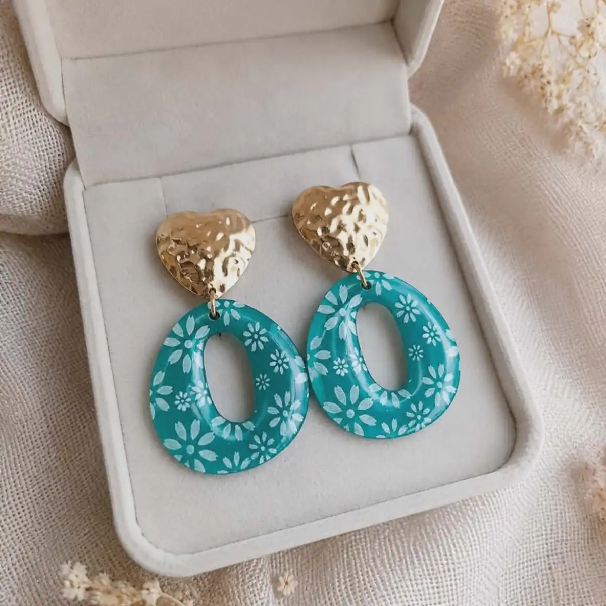 Boucles d'oreilles imprimé fleurs